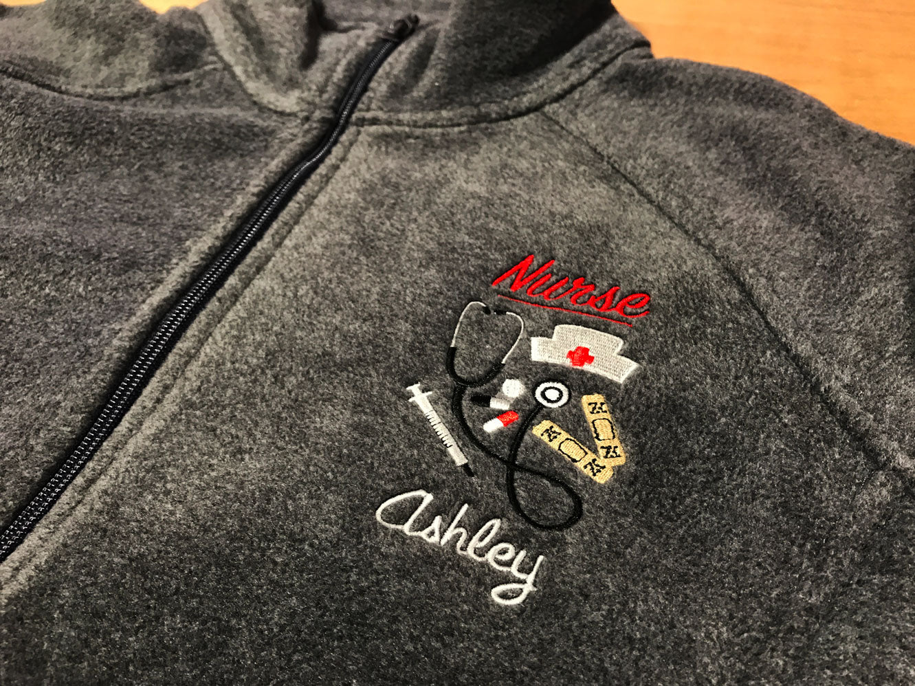 Custom Embroidered Full Zip Fleece w/ Nurse Cap and more