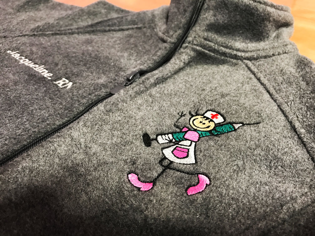 Custom Embroidered Stick Figure Nurse Fleece