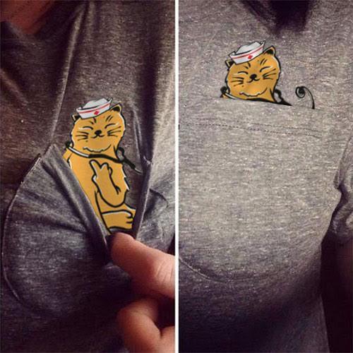 Pocket Cat Nurse Shirt